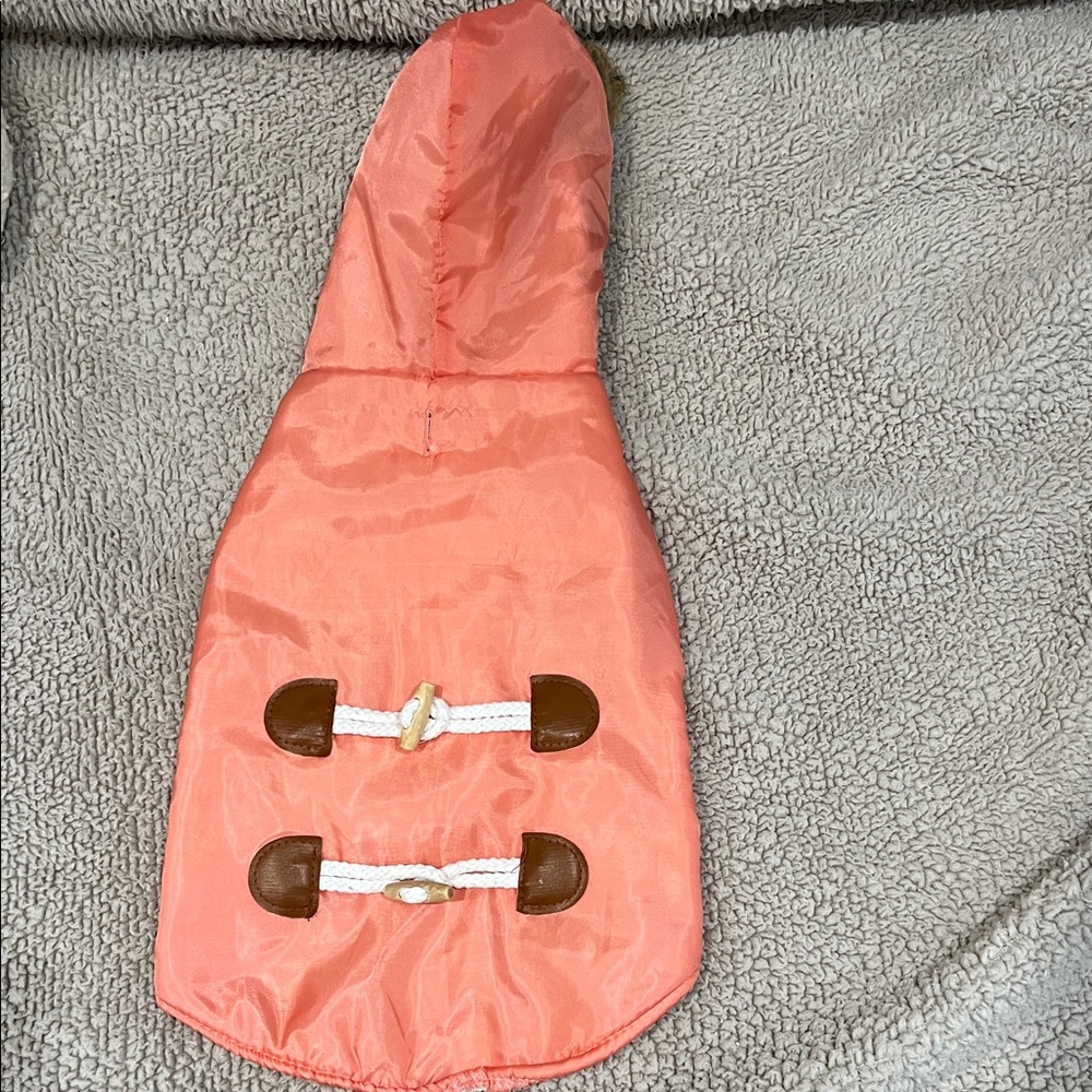 Coral Hooded Dog Coat with Toggle Details